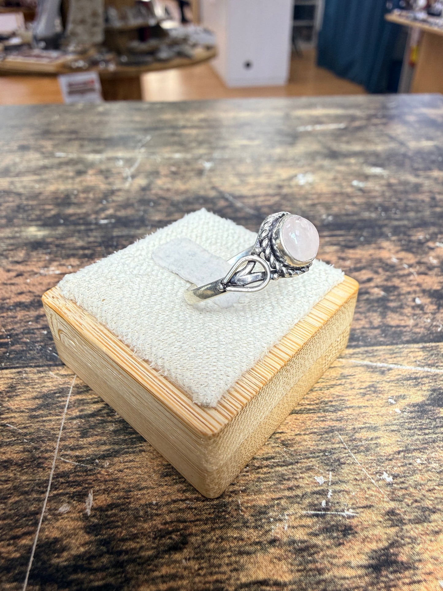 Bague en Argent 925 avec un Quartz rose naturelle unique