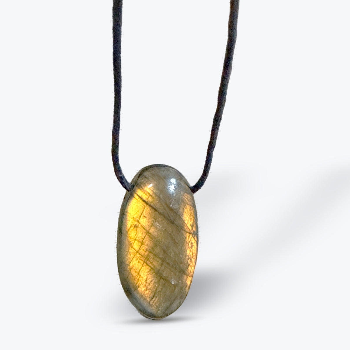 Pendentif en Labradorite Naturelle grise, percé sur le côté - Pièce unique