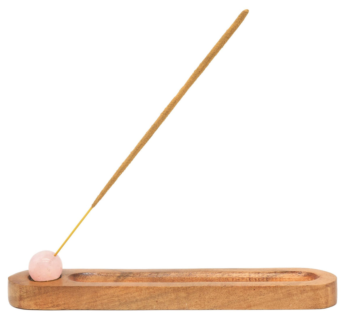 Porte-encens Ski + Quartz Rose Percé 21cm