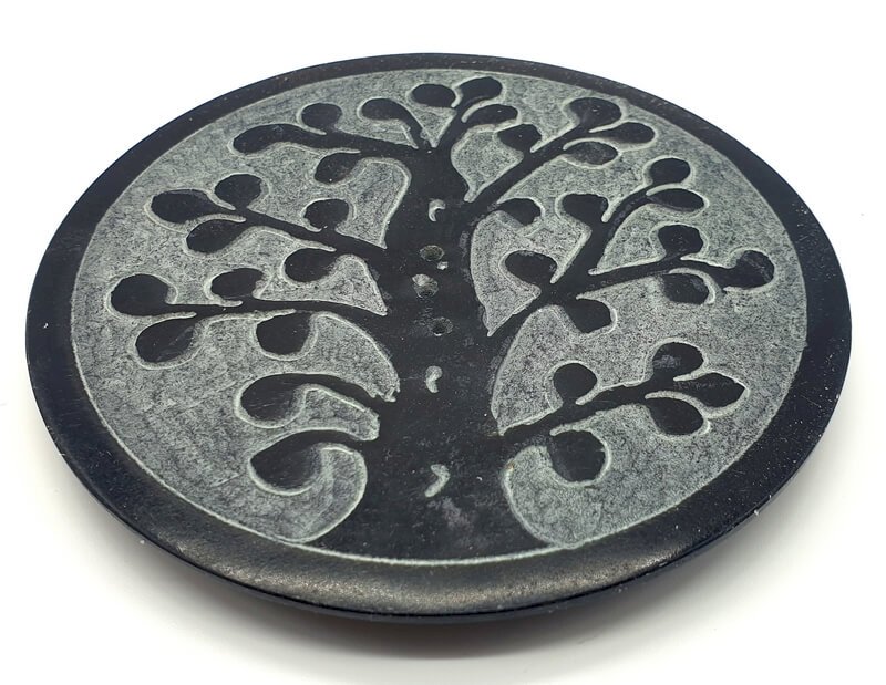 Porte-Encens Pierre Rond Arbre de Vie 10cm