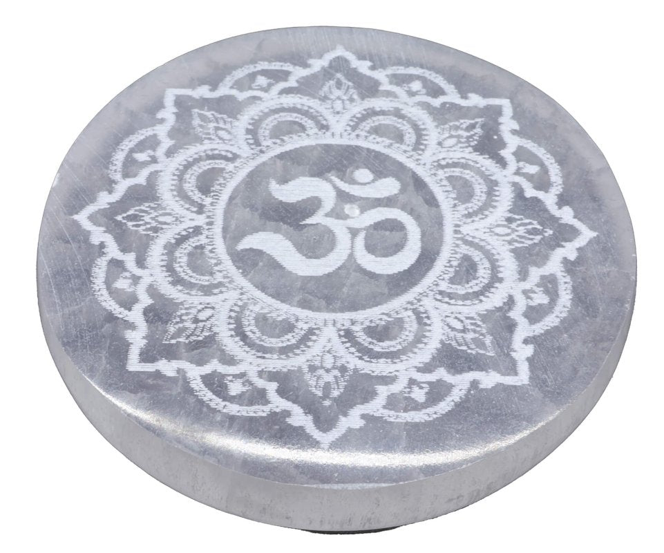 Porte-Encens Sélénite OM Motifs 10cm
