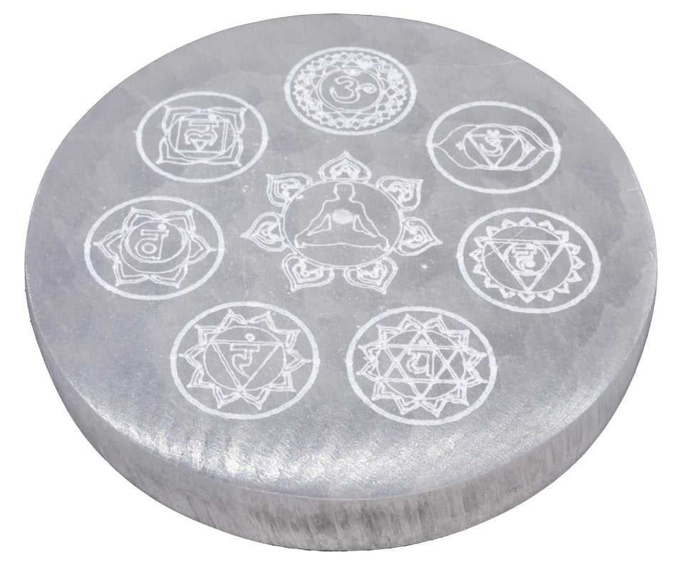 Porte-Encens Sélénite Bouddha 7 Chakras 10cm