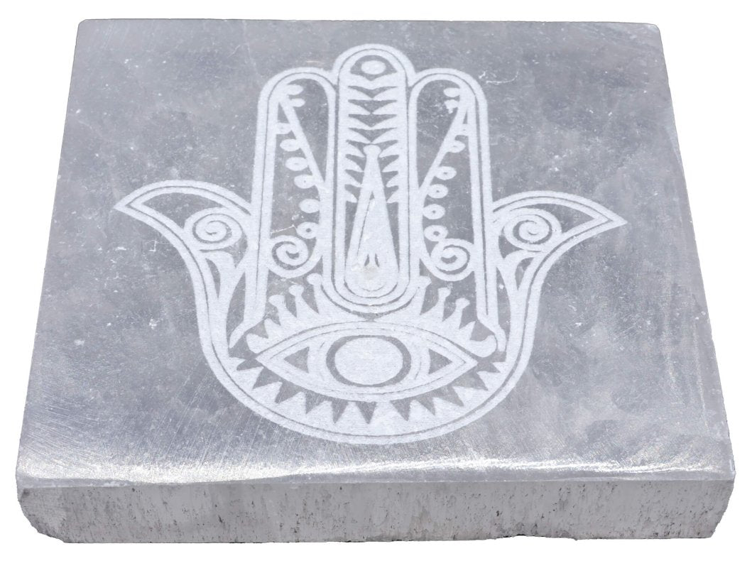 Porte-Encens Sélénite Main de Fatima Carré 10cm