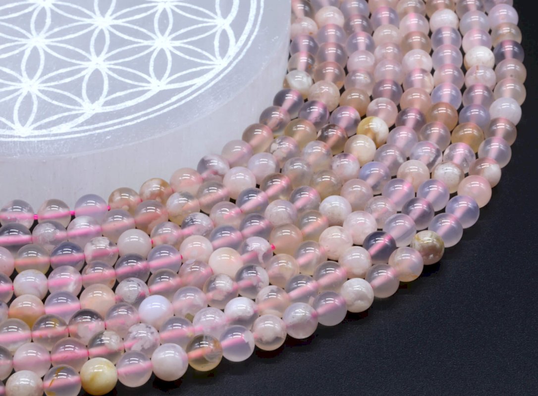Perles Agate Cerise sur fil