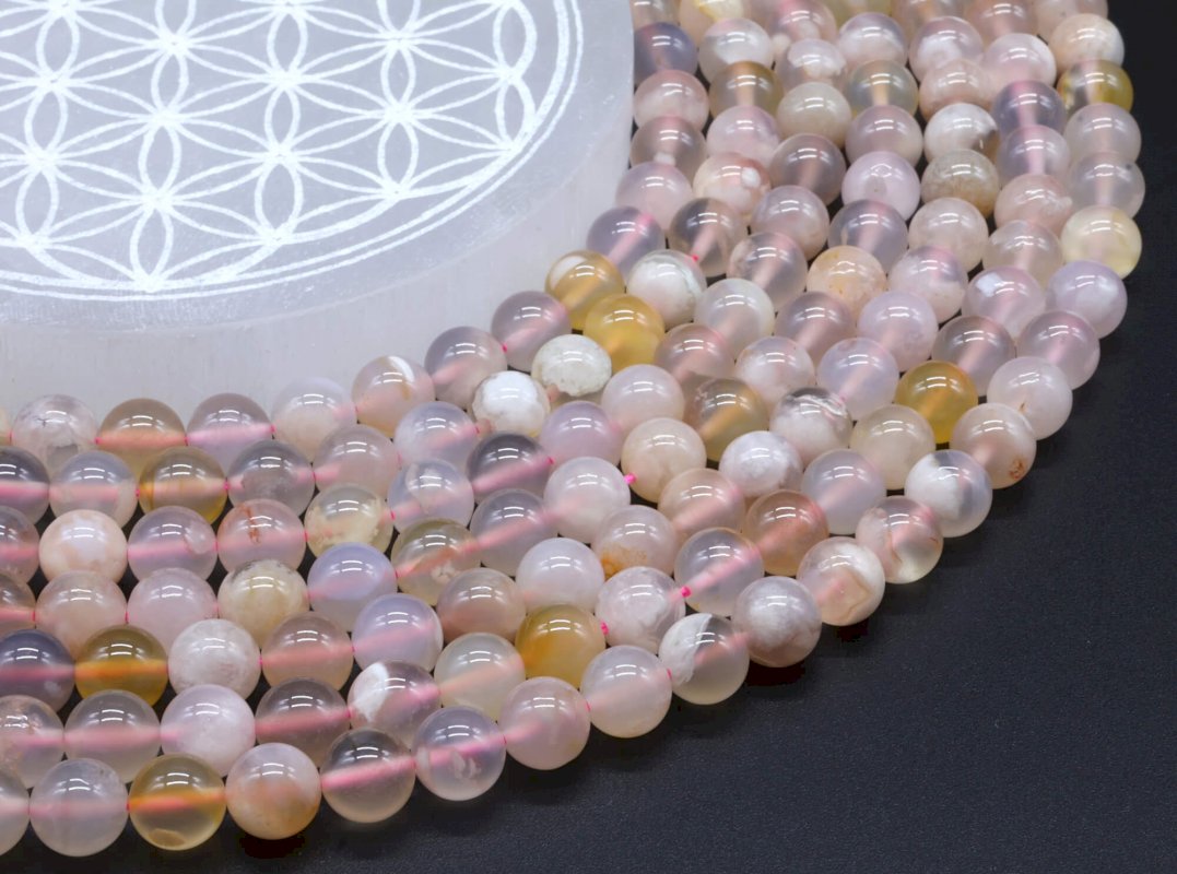 Perles Agate Cerise sur fil
