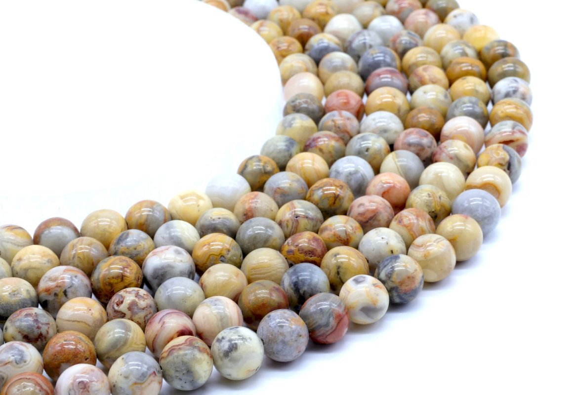 Perles Agate Crazy Lace sur fil