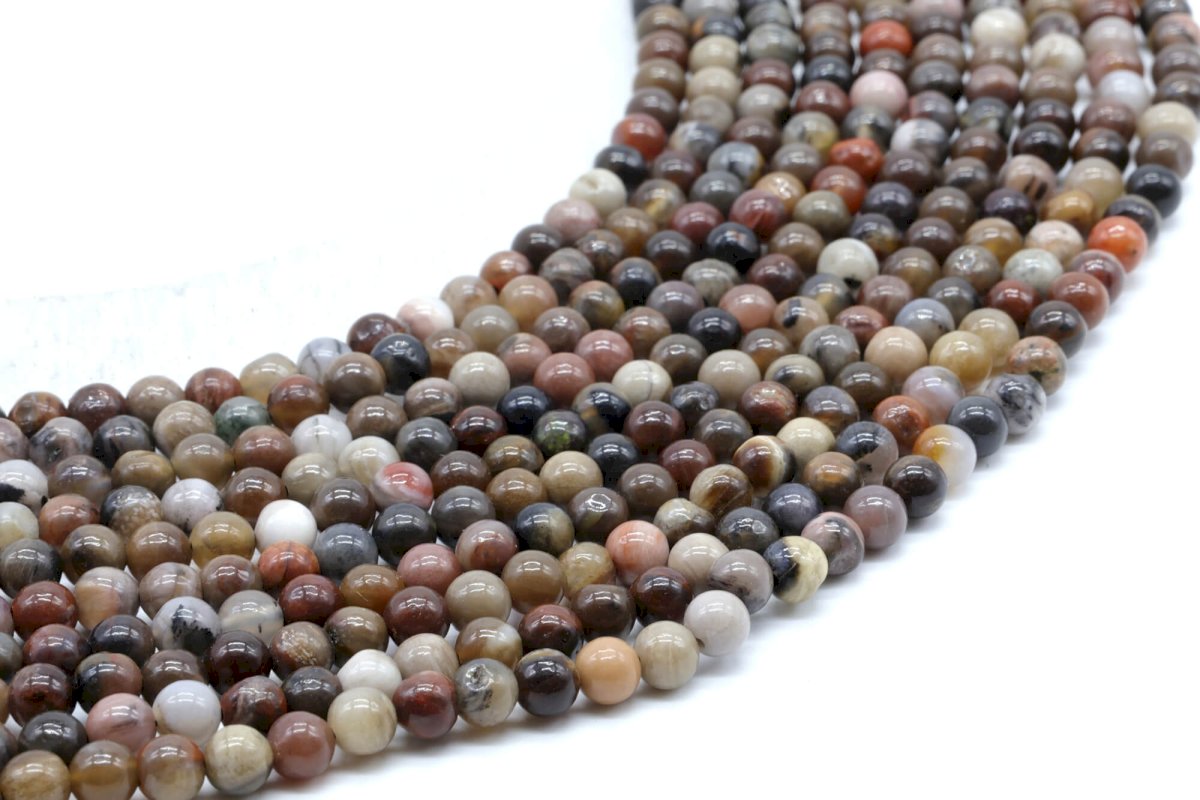 Perles Agate Fossile sur fil