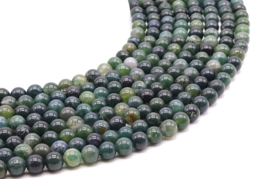 Perles Agate Mousse sur fil