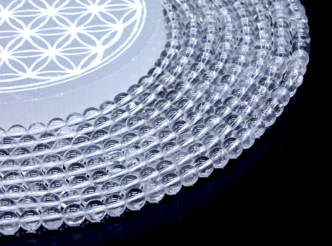 Perles Cristal de Roche sur fil
