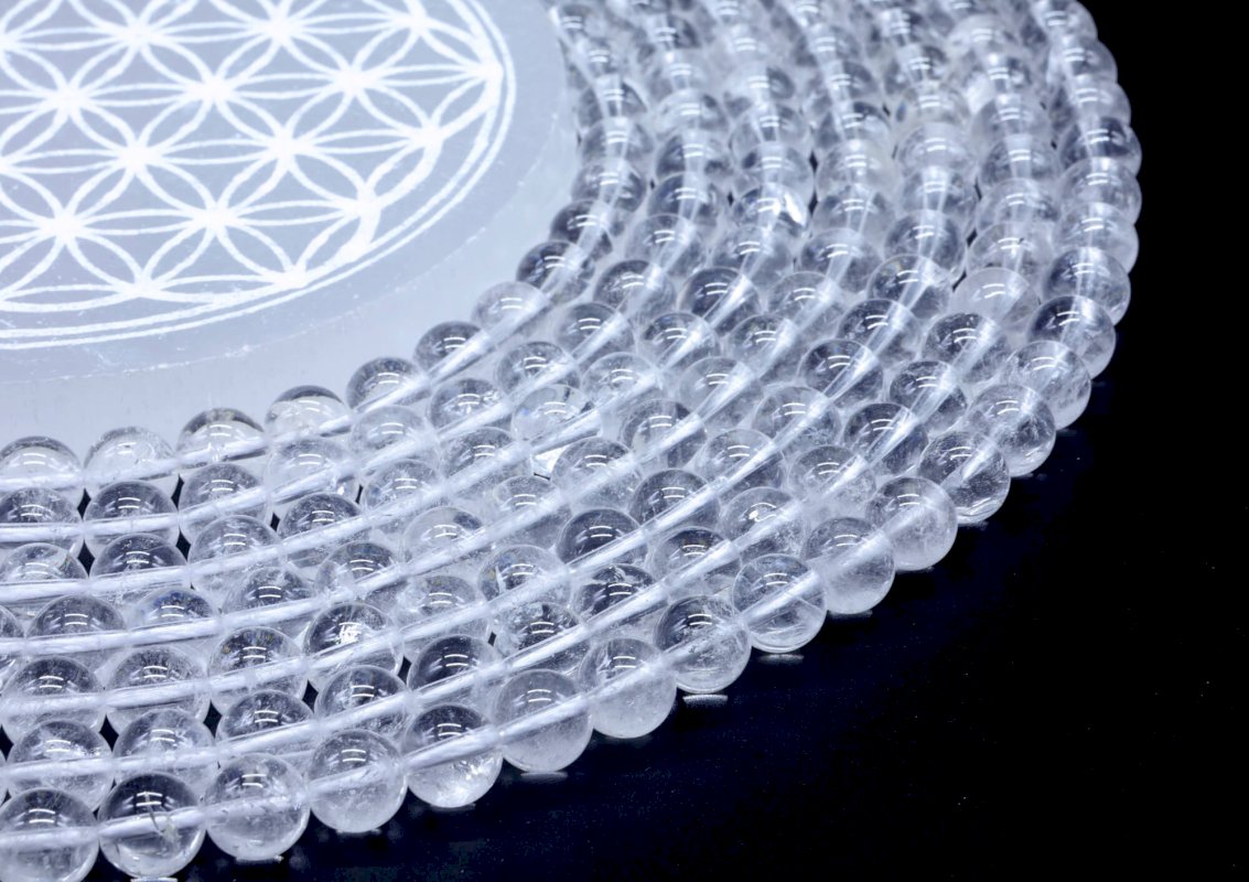Perles Cristal de Roche sur fil