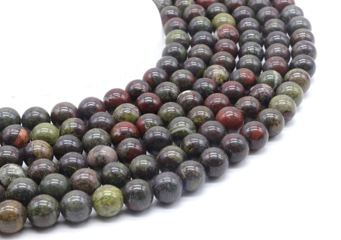 Perles Jaspe Sang de Dragon sur fil
