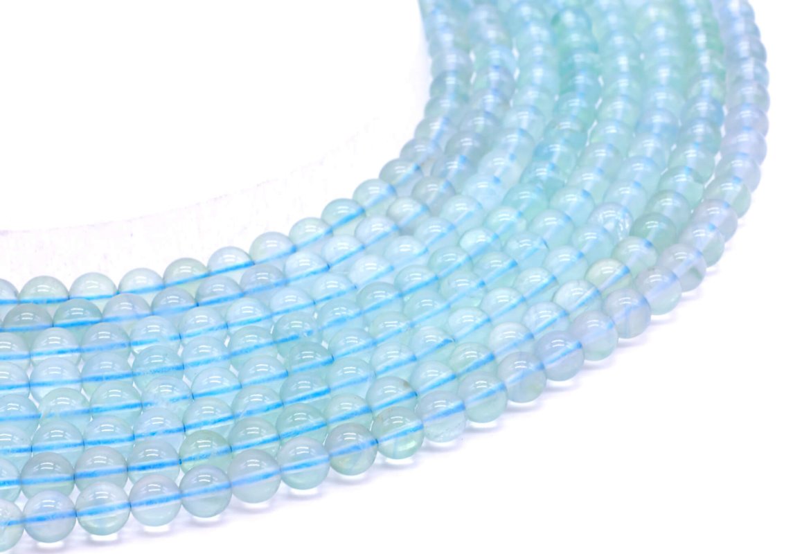 Perles Fluorite Bleue 'AA' sur fil