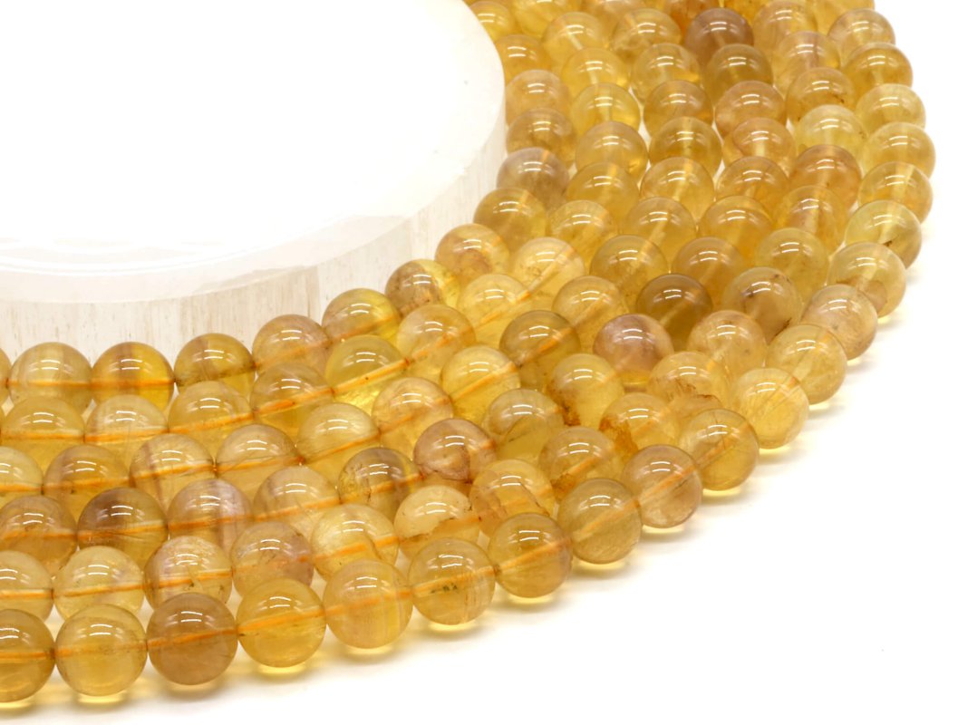 Perles Fluorite Jaune sur fil