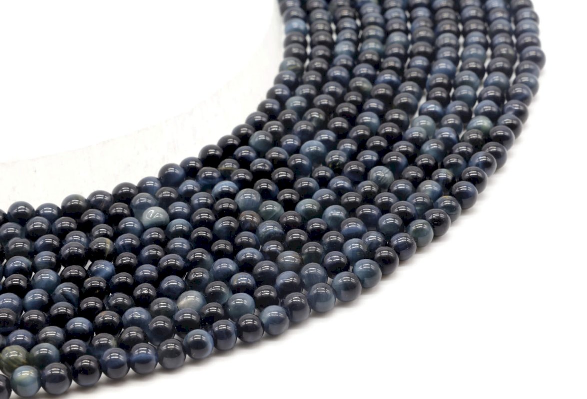 Perles Oeil de Faucon 'AA' sur fil