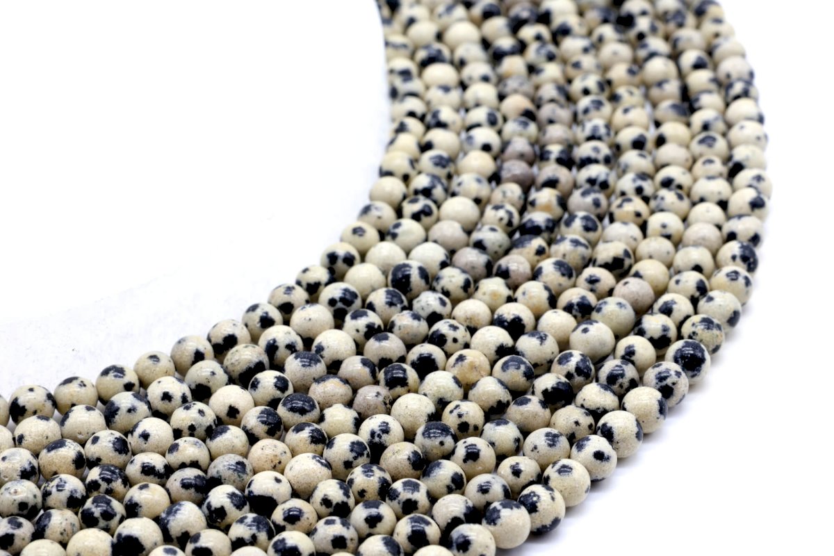 Perles Jaspe Dalmatien sur fil