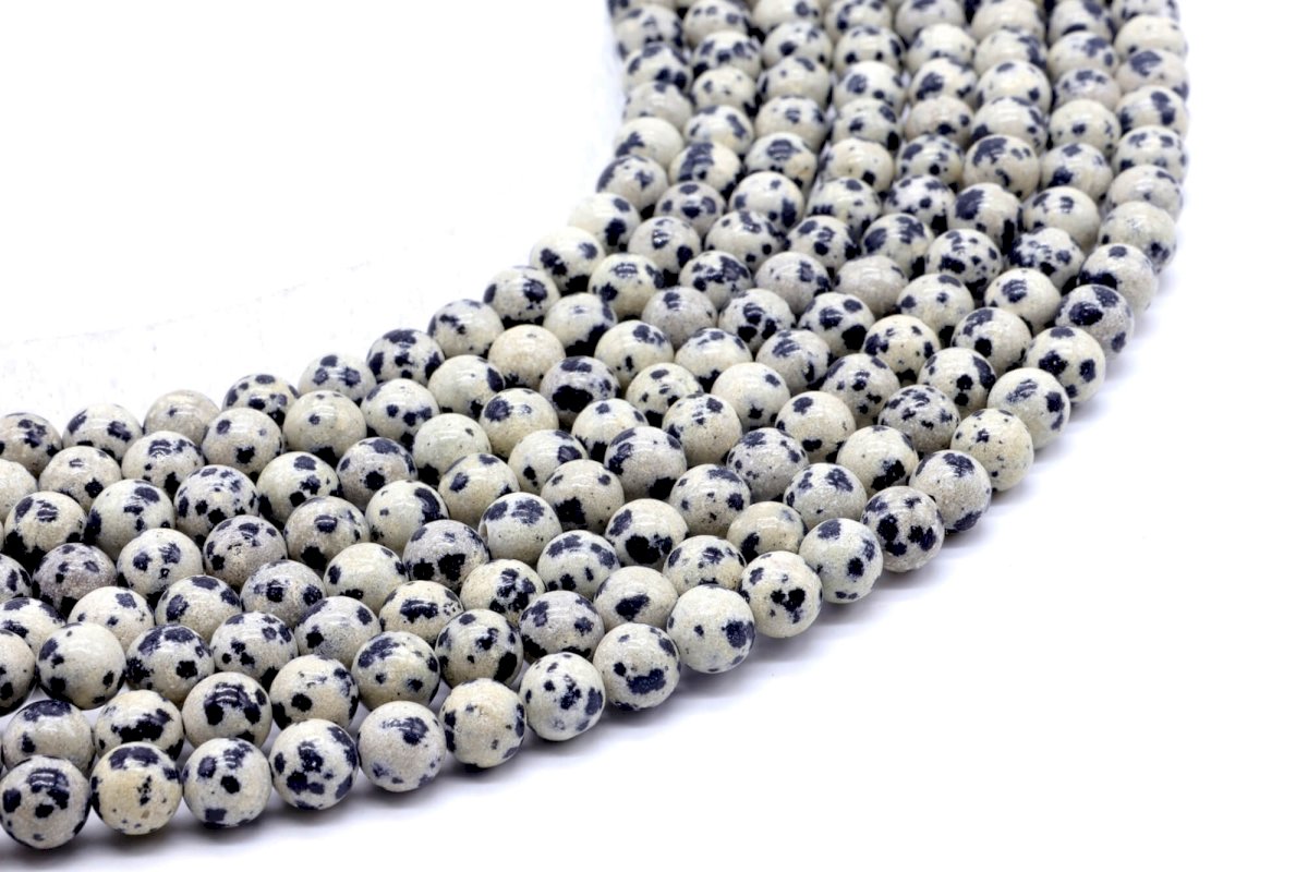 Perles Jaspe Dalmatien sur fil