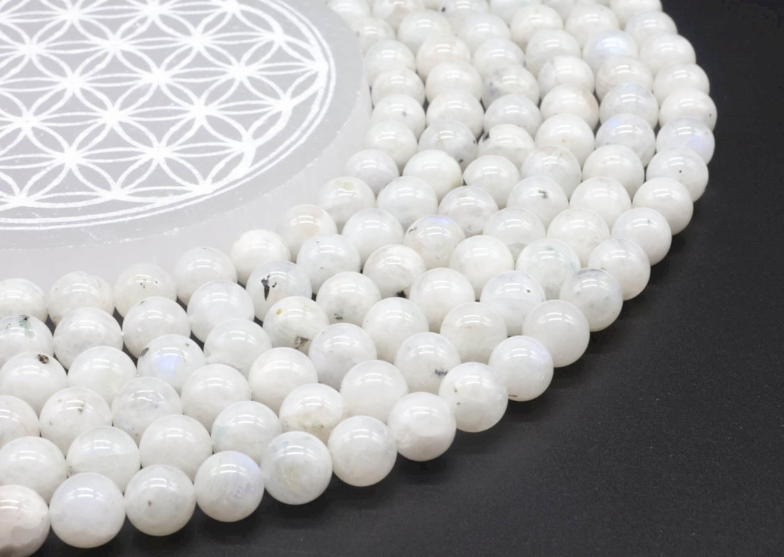 Perles Labradorite Blanche sur fil