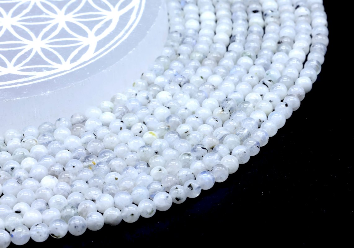 Perles Labradorite Blanche sur fil