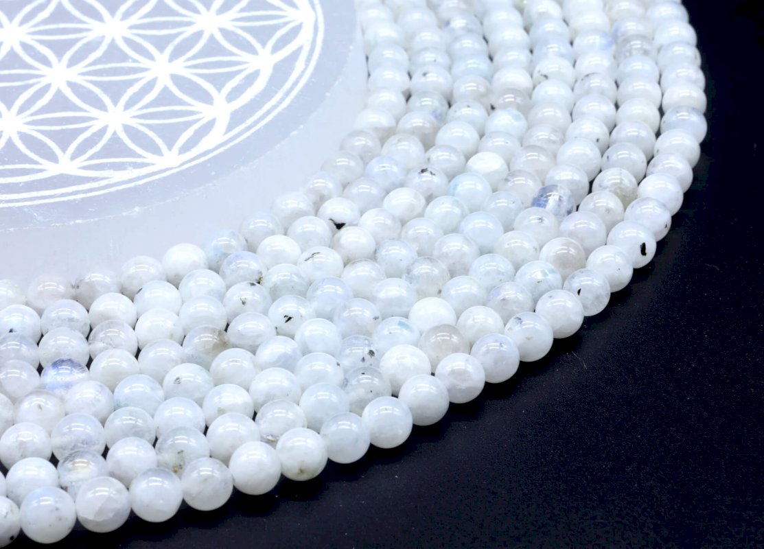 Perles Labradorite Blanche sur fil