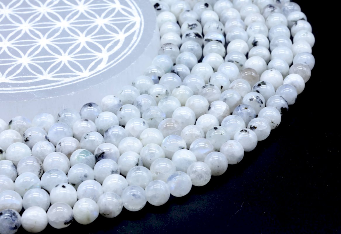 Perles Labradorite Blanche sur fil