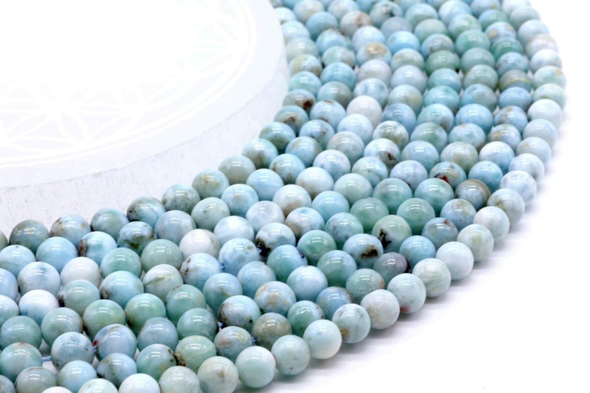 Perles Larimar sur fil