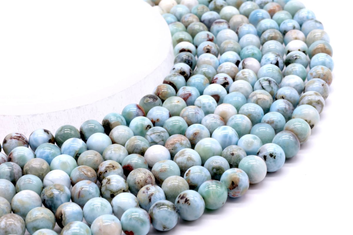 Perles Larimar sur fil
