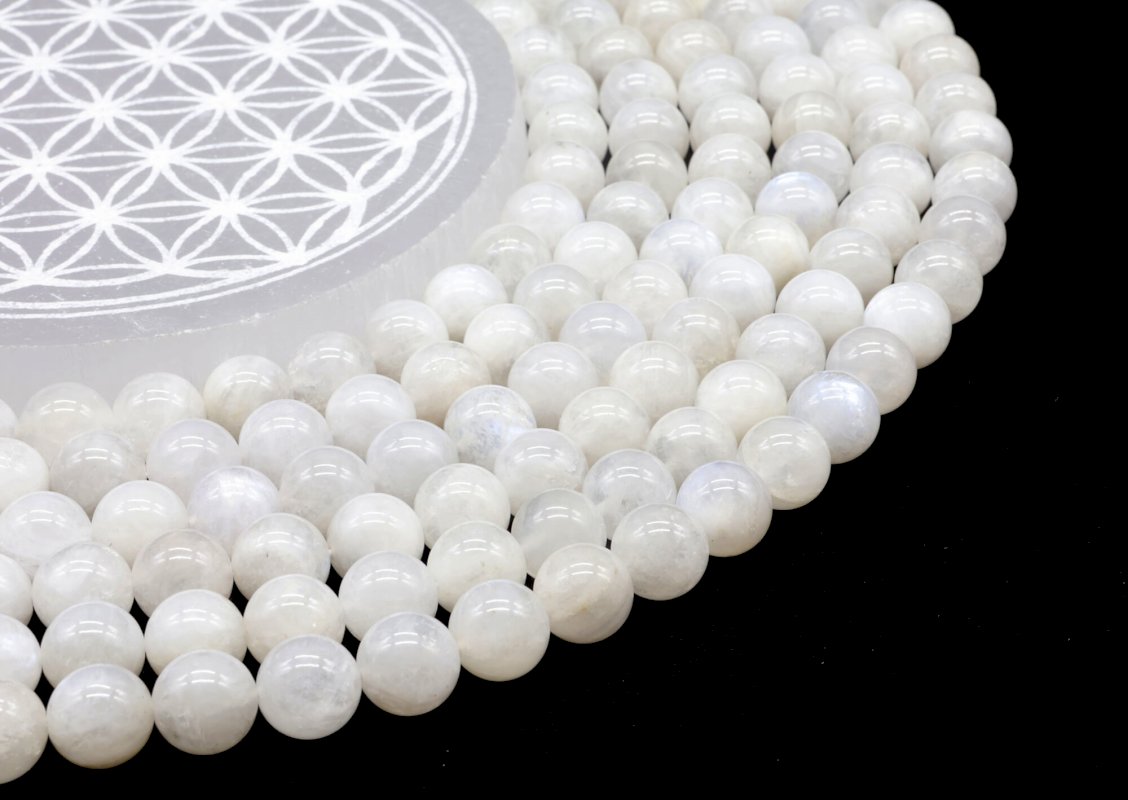 Perles de Lune Blanche 'AA' sur fil