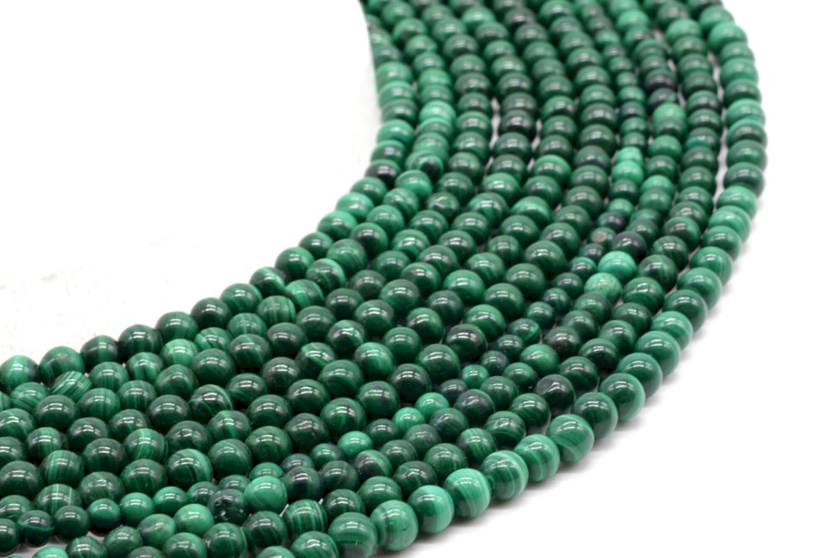 Perles 'Light' Malachite 'AA' sur fil