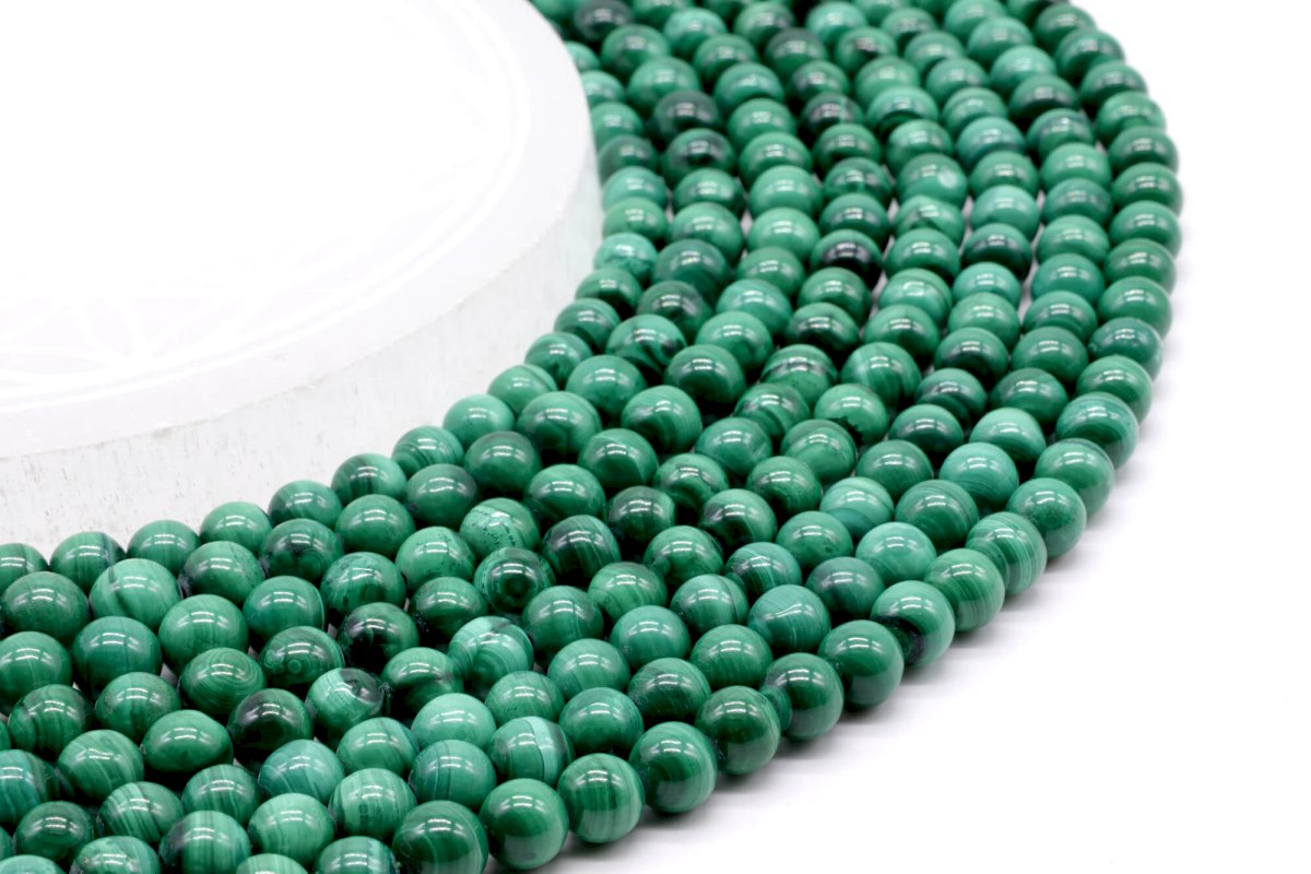 Perles 'Light' Malachite 'AA' sur fil