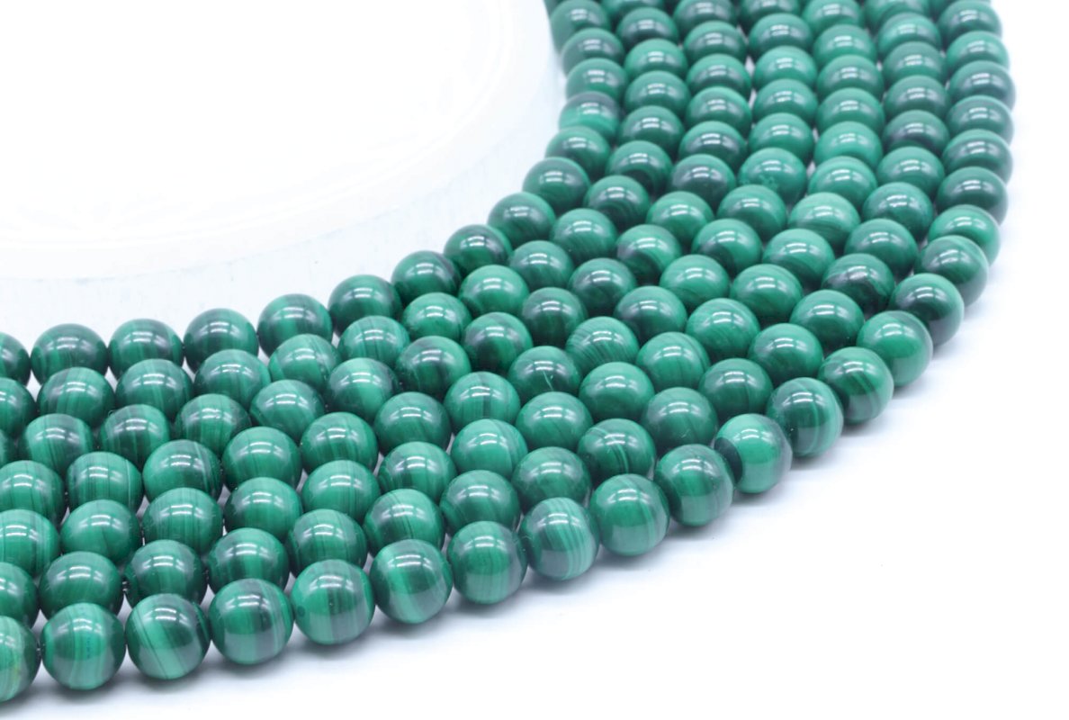 Perles 'Light' Malachite 'AA' sur fil