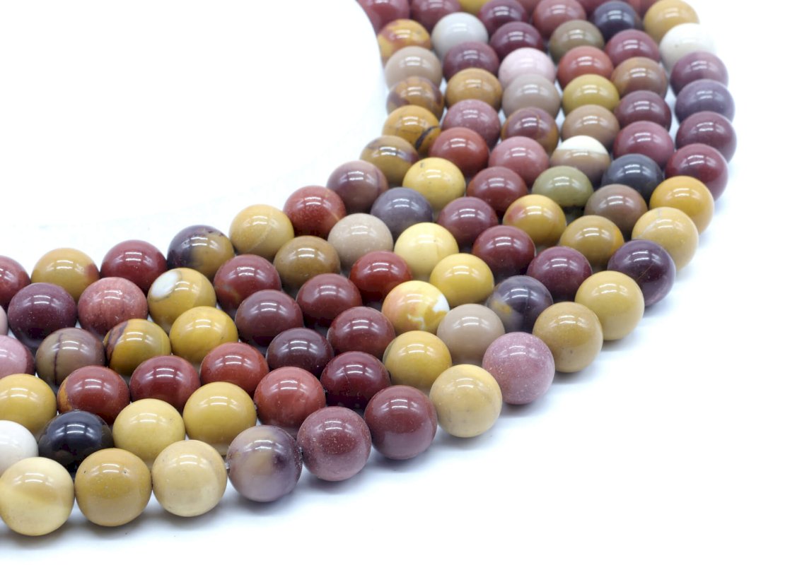Perles Jaspe Mokaïte sur fil