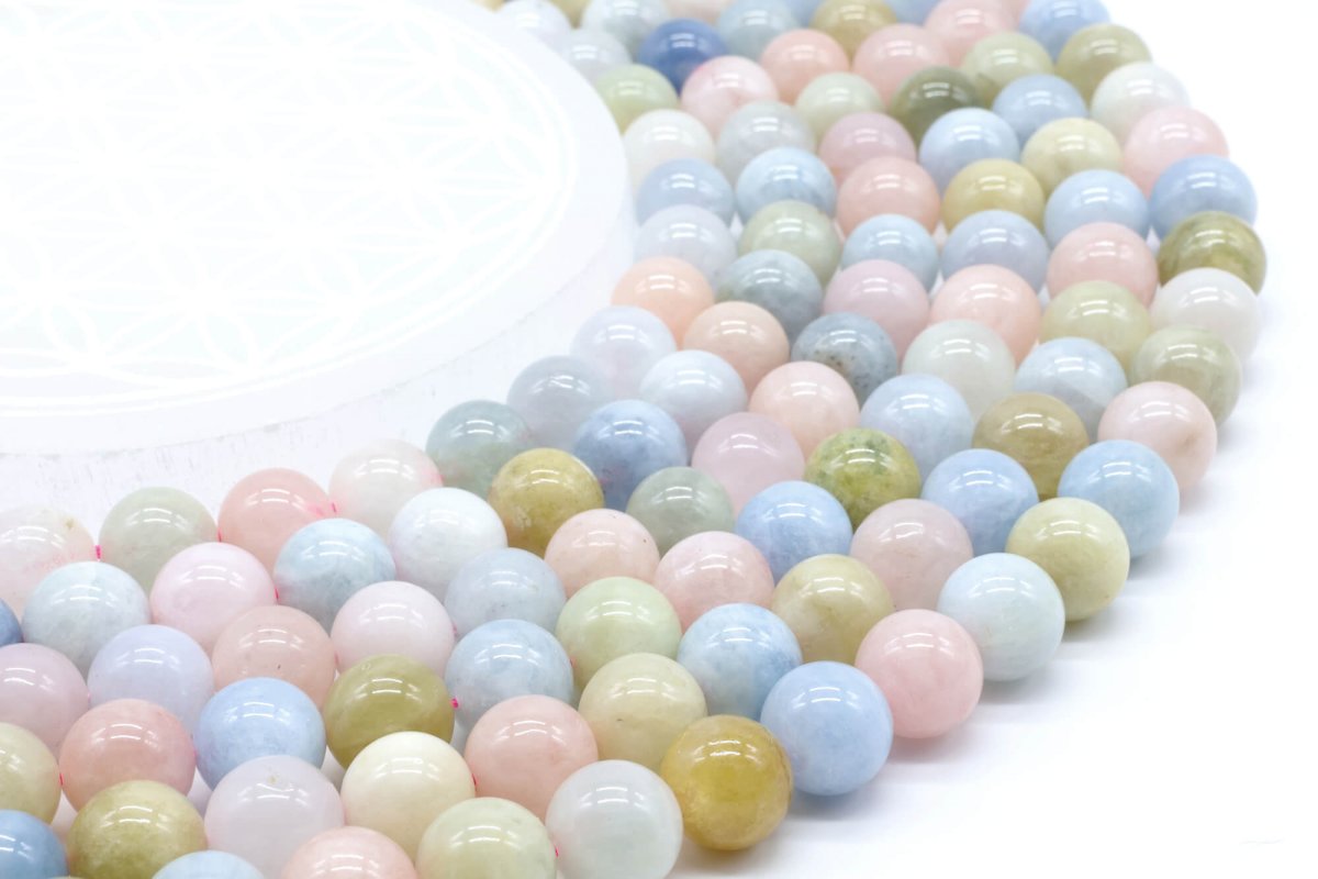 Perles Morganite sur fil