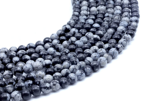 Perles Obsidienne Neige sur fil