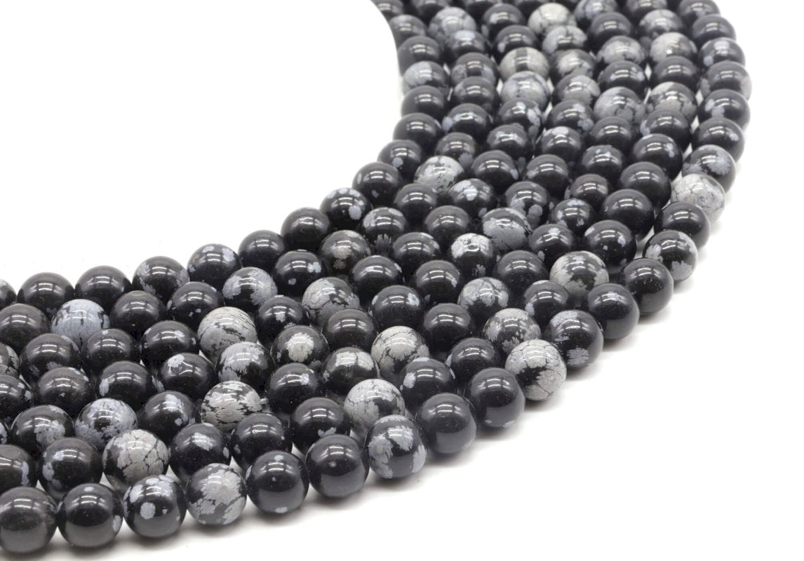Perles Obsidienne Neige sur fil