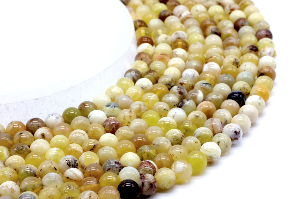 Perles Opale Jaune sur fil