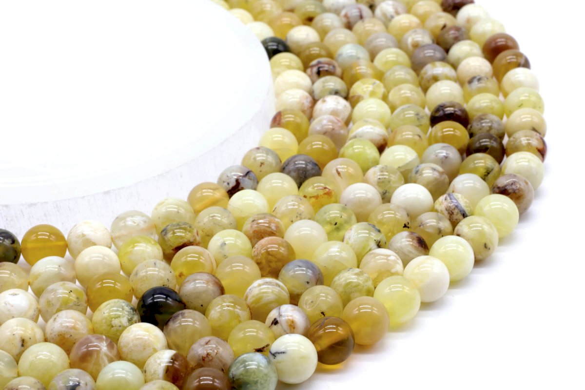 Perles Opale Jaune sur fil