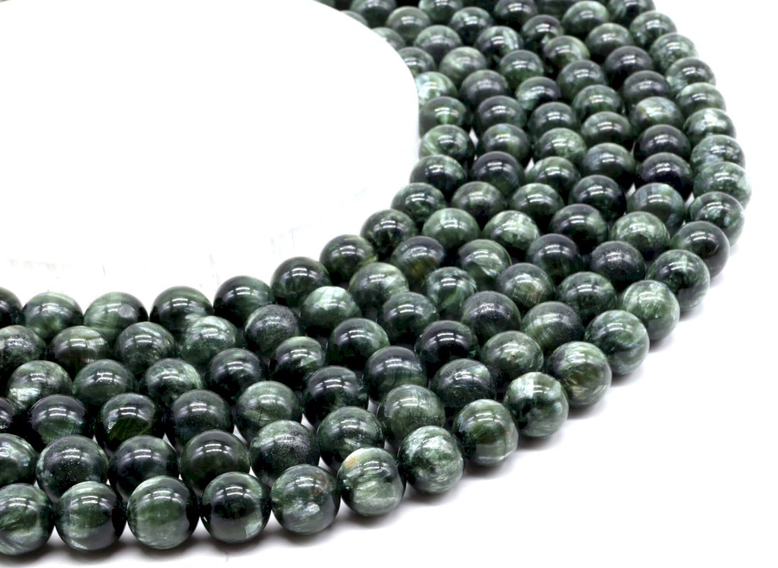 Perles Séraphinite sur fil