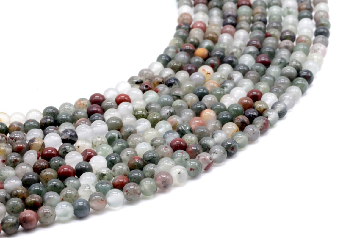 Perles Jaspe Héliotrope Africaine sur fil
