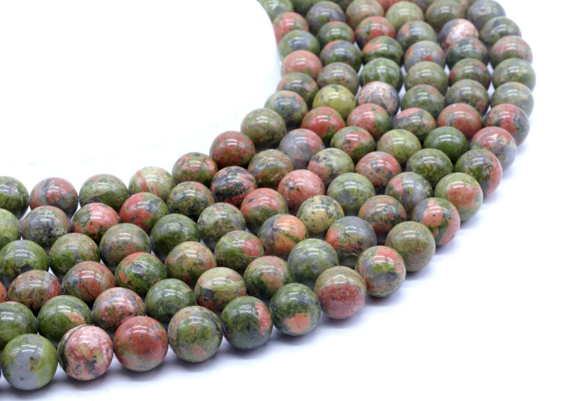 Perles Unakite sur fil