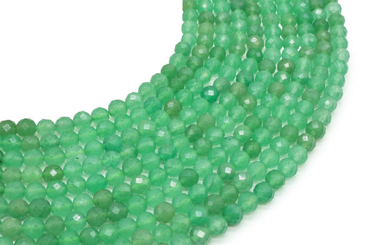 Perles facettées Aventurine Verte sur fil — 6 mm