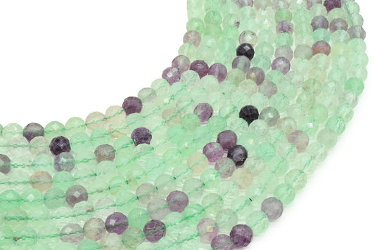 Perles facettées Fluorite Multicolore sur fil — 6 mm