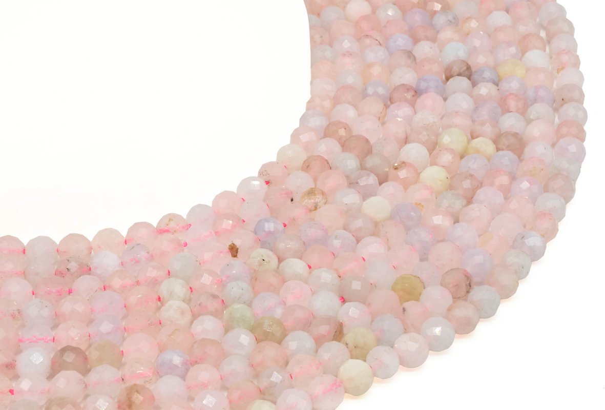 Perles facettées Morganite sur fil
