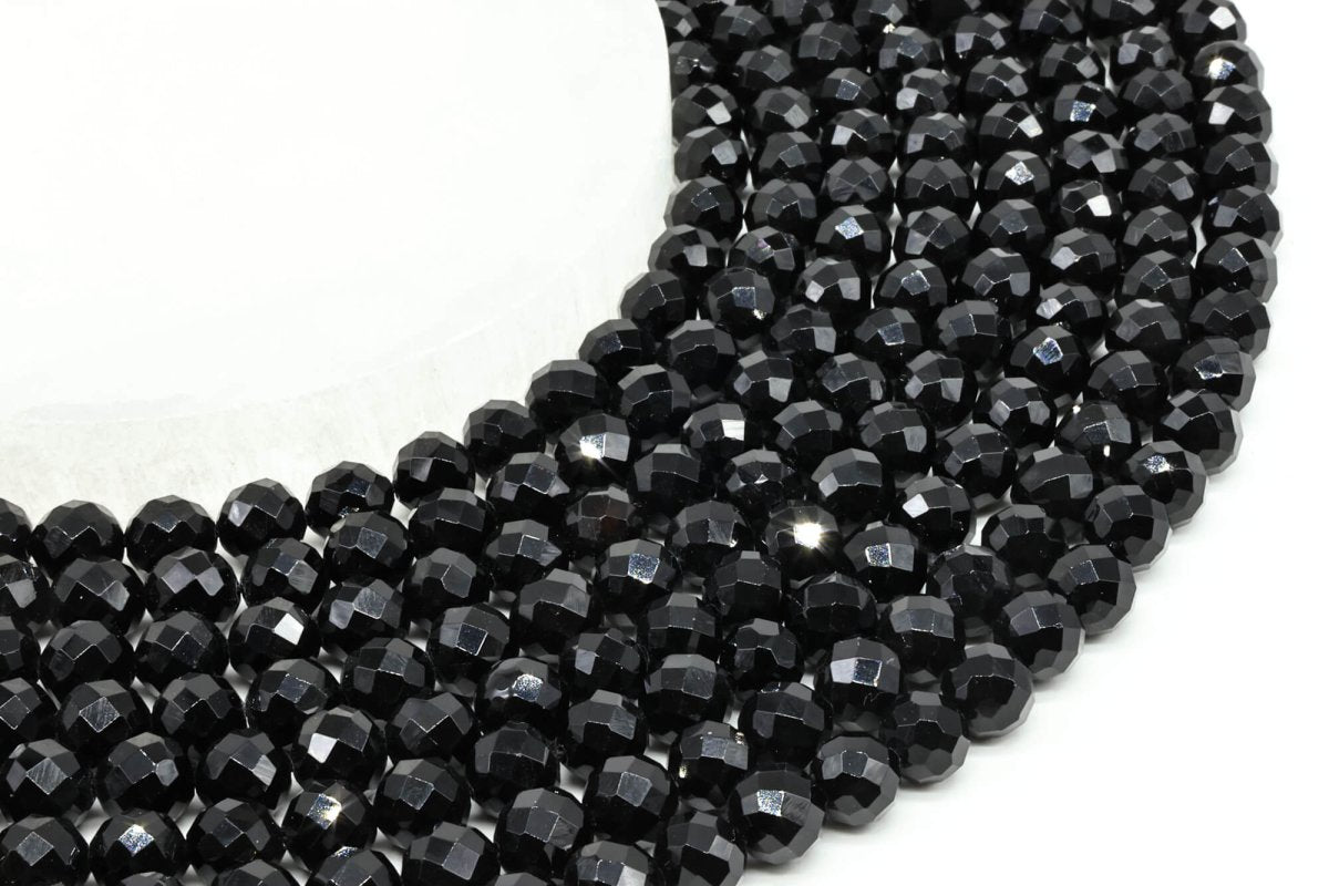 Perles facettées Onyx Noir sur fil