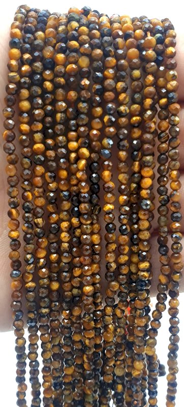 Perles facettées Oeil de Tigre sur fil