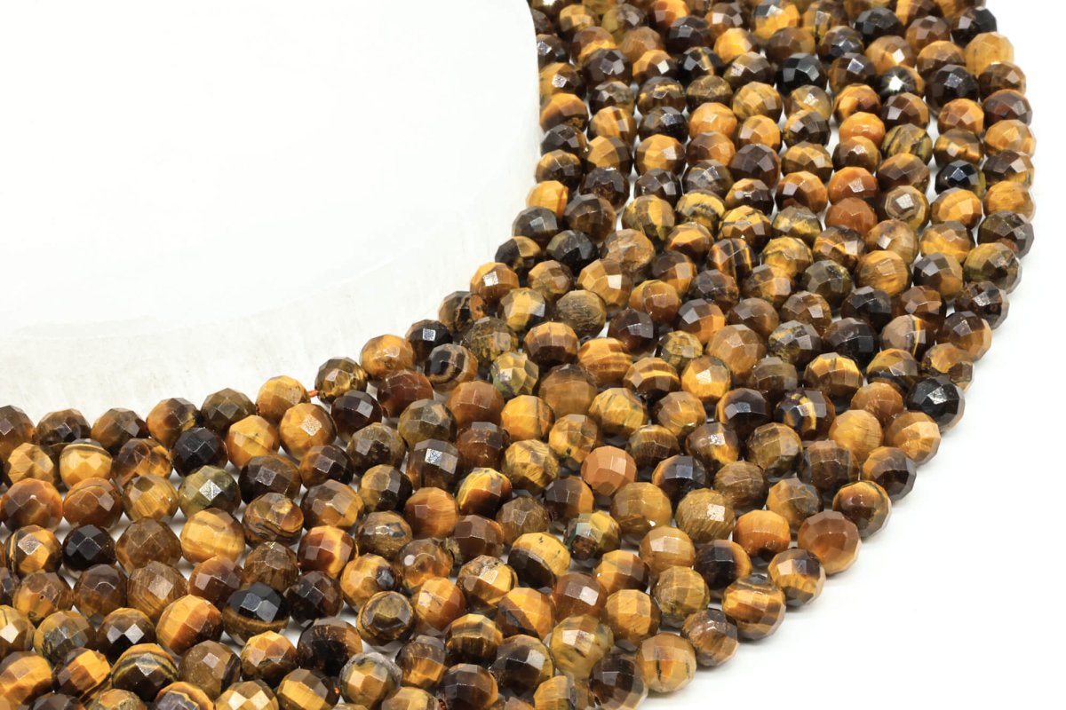 Perles facettées Oeil de Tigre sur fil
