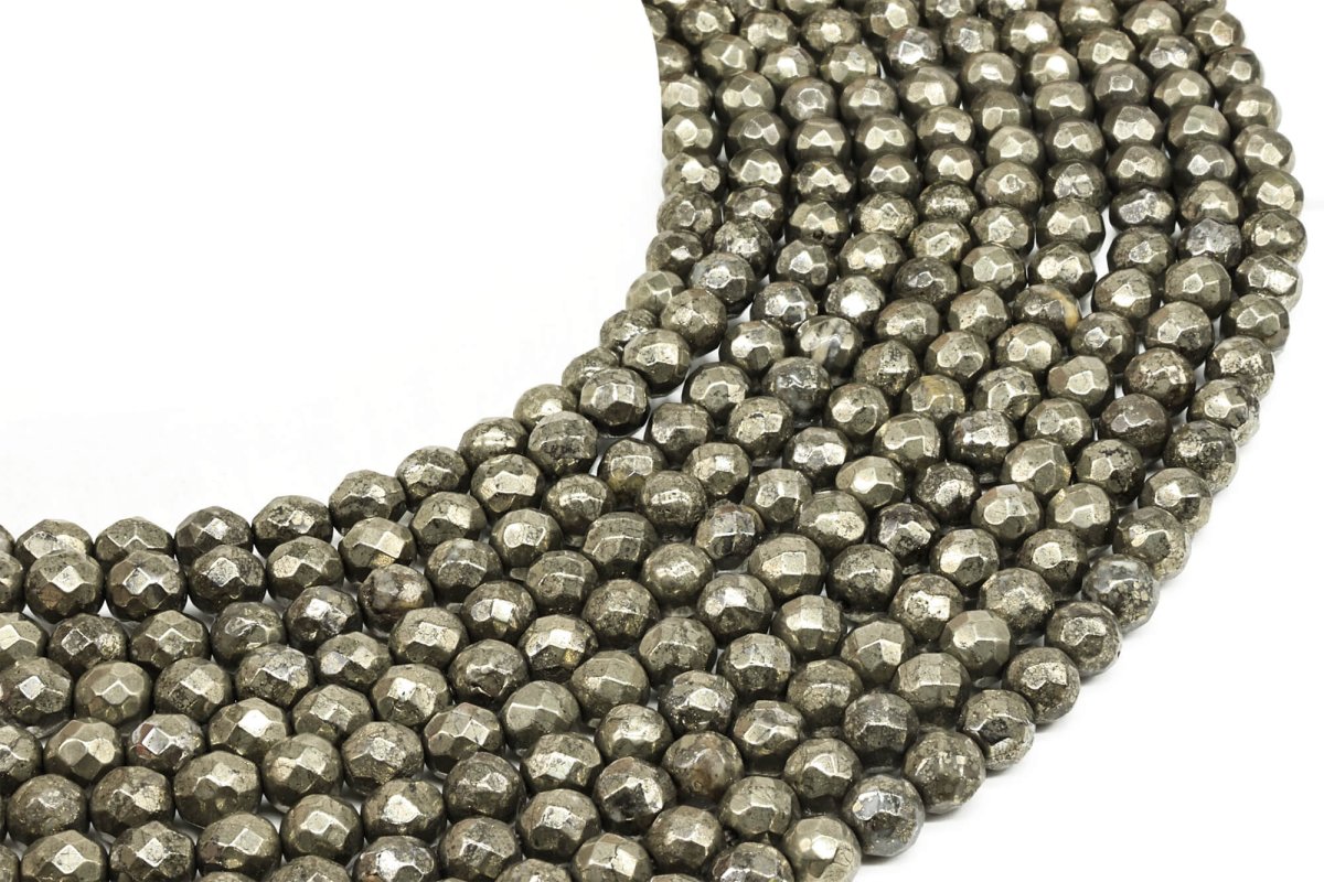 Perles facettées Pyrite sur fil