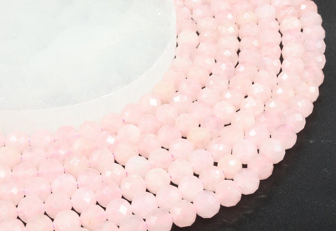 Perles facettées Quartz Rose sur fil