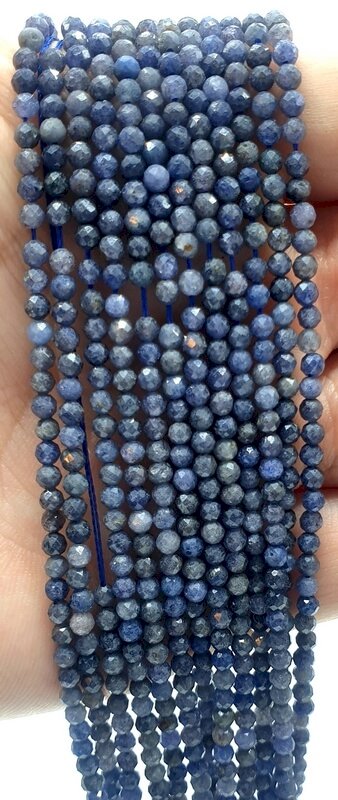 Perles facettées Rubis Saphir 3mm sur fil 38cm