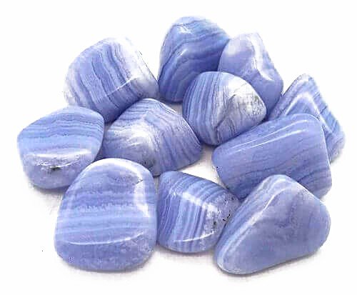 Calcédoine Bleue 'Blue Lace' roulées 100g
