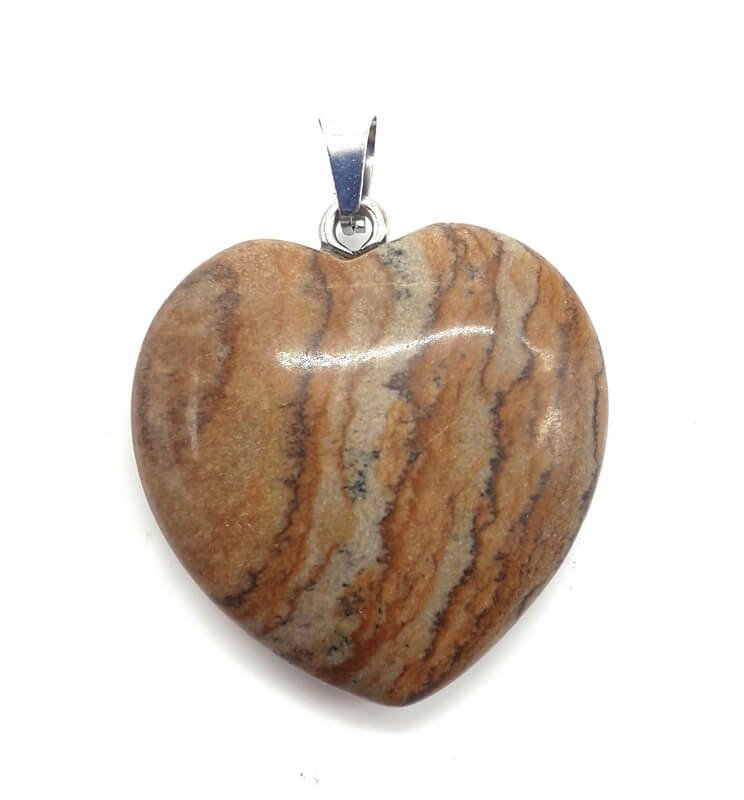 Pendentif Coeur Jaspe Paysage 2.5cm